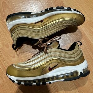 Gold and White Air Cushion Sneakers